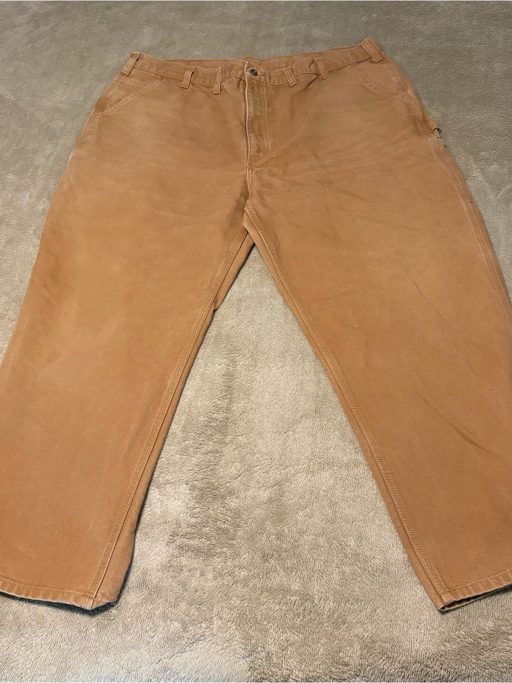 Carhartt Carpenter Canvas Pants Brown 44x30” Washed Heavy Duty